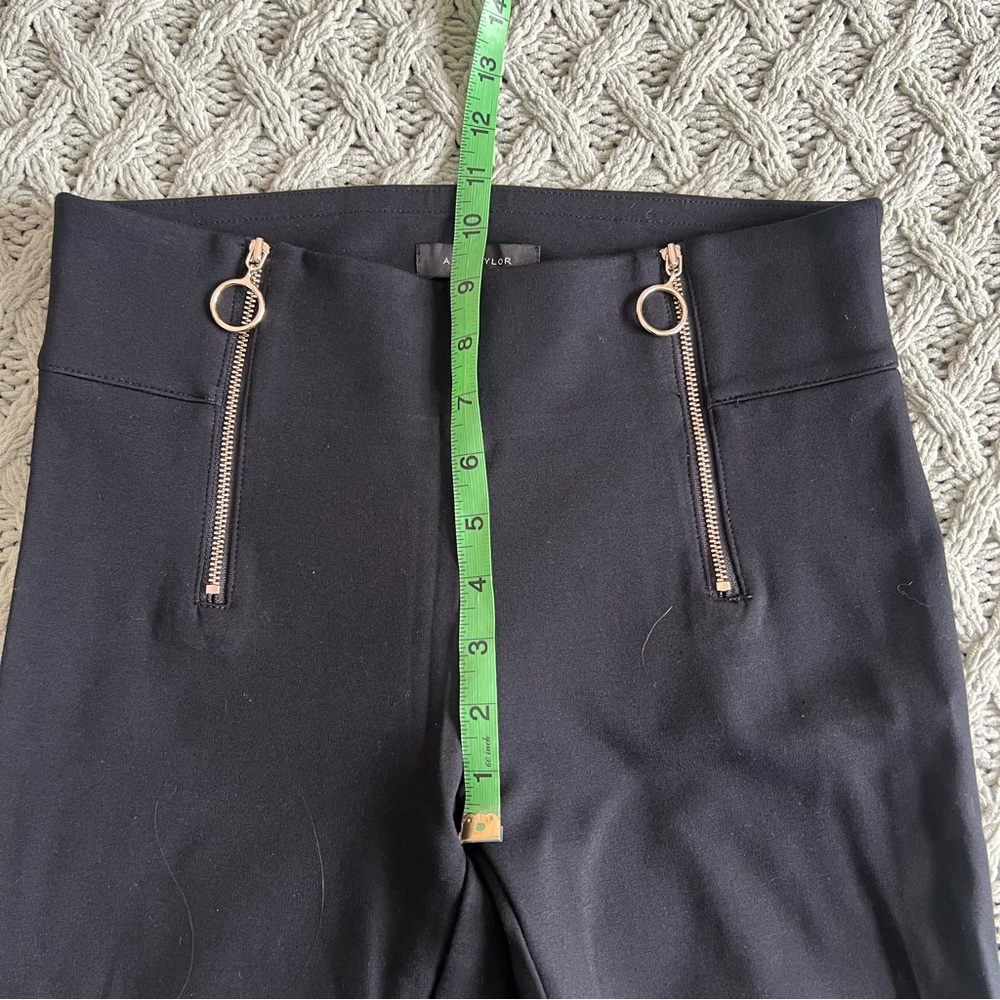 Ann Taylor -stretch black leggings gold o-ring zippers - Picture 5 of 12